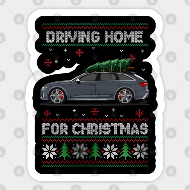 Funny Ugly Sweater - Driving Home For Christmas - RS6 Car Sticker by Automotive Apparel & Accessoires